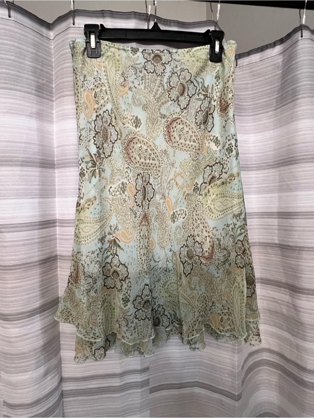 Jordan Pastel Paisley A-Line Skirt in Light Blue and Beige